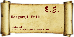 Rozgonyi Erik névjegykártya